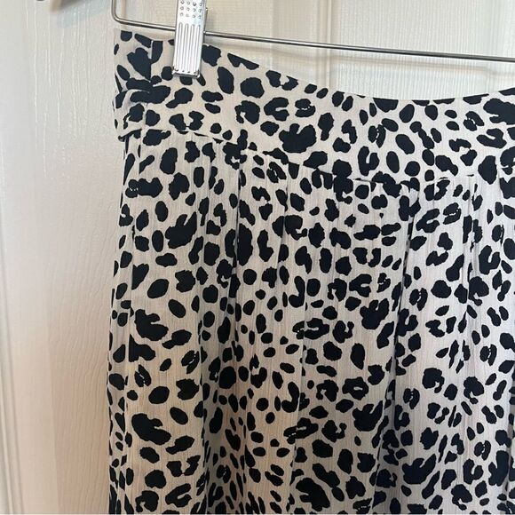 Gibson Look Tiered Belted Midi Skirt Blk Wht Cheetah - Picture 5 of 8